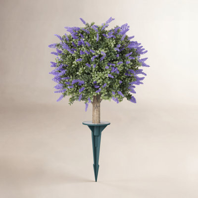 Adcock Artificial Lavender Topiary Ball Tree with Stake - UV Resistant Faux Boxwood Plant for Outdoor Front Porch & Garden Decor - Large 16" Diameter