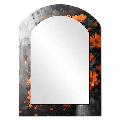 Grand miroir mural orange sur fond orange et orange