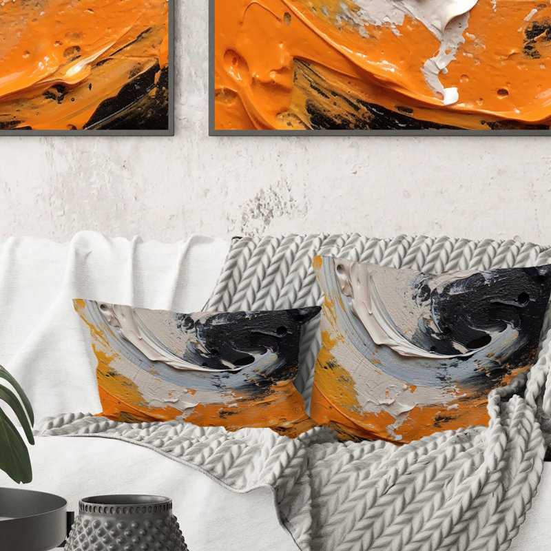Coussin orange et noir Mystic Spirals II - Abstract Spirals