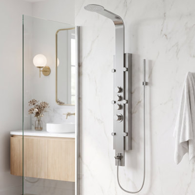 Mateo 60" H X 7" W 6-Jet Shower System & Tub Filler with Hand Shower Wand and Rainfall Shower Head