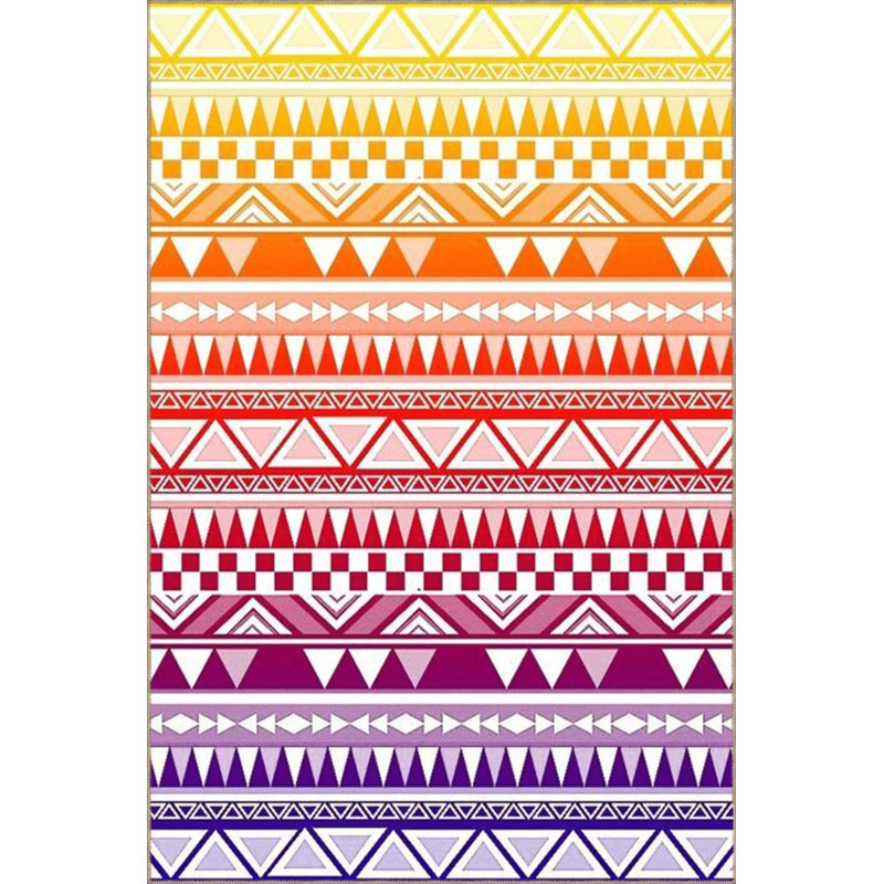 Tapis décoratif multicolore à motif géométrique mixte, Carré 3 pi 3 po