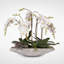 Real Touch White Phalaenopsis  Orchids in a Stone Boat Pot