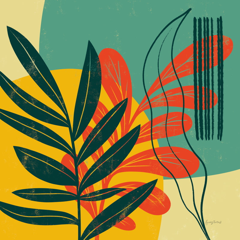 «Mid Century Modern I» par Becky Thorns, reproduction d'art sur toile tendue, Jaune / Orange / Sarcelle, Papier