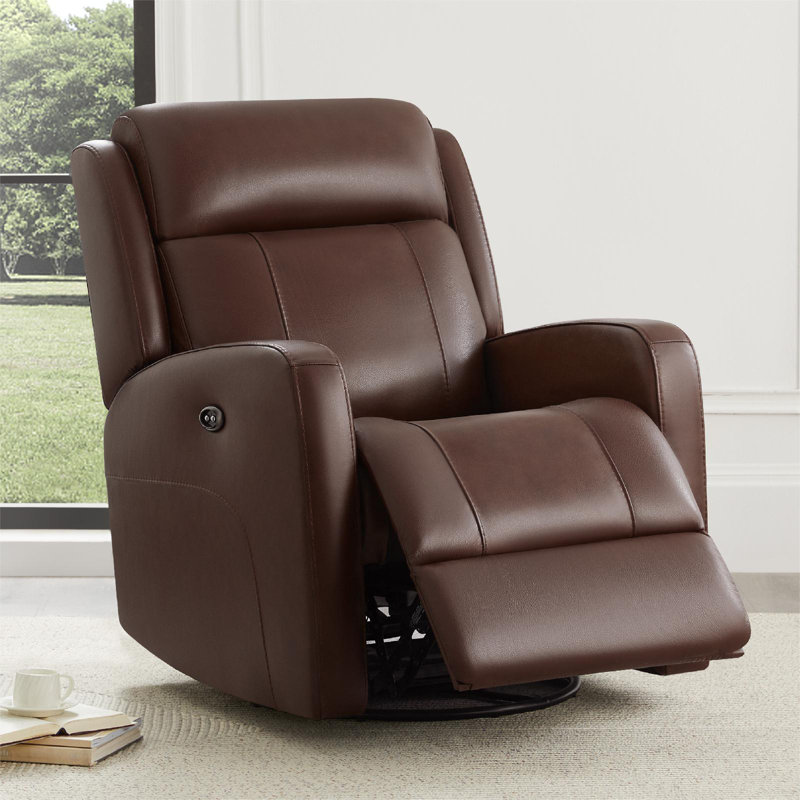 Fauteuil inclinable électrique en cuir véritable Louisa, Brun
