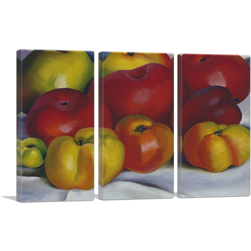 «Apple Family 1920» par Georgia O-Keeffe, ensemble de 3 reproductions d'art sur toiles tendues, H 40 po x l 60 po x P 0,75 po