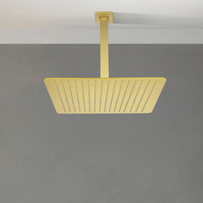 16" Square Rain Shower Head Brushed Gold 304 Stainless Steel Showerhead