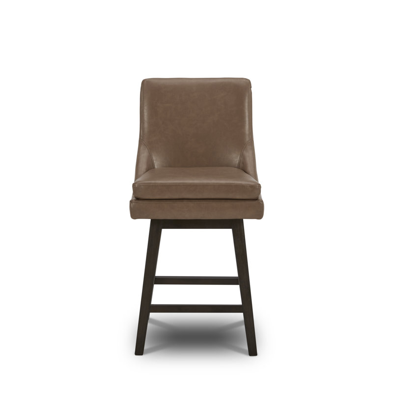 Aleksy Swivel 26'' Counter Stool, Saddle Brown Faux Leather