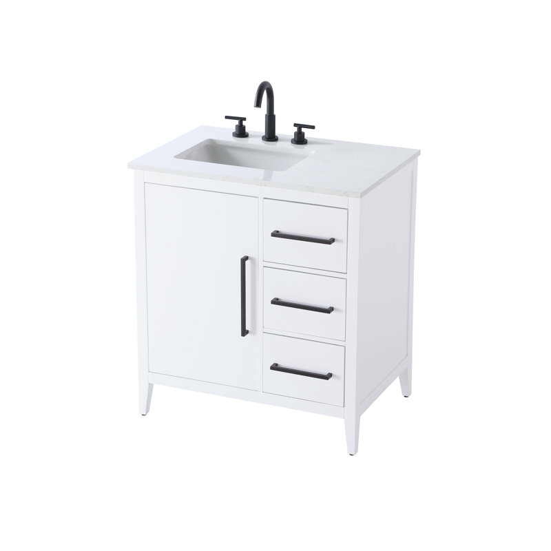 32 Inch Single Bathroom Vanity, White