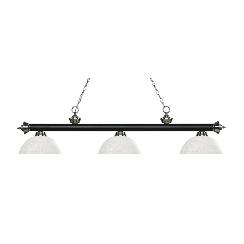 Chevelle 3 - Light Bowl Pendant, White Linen, Matte Black