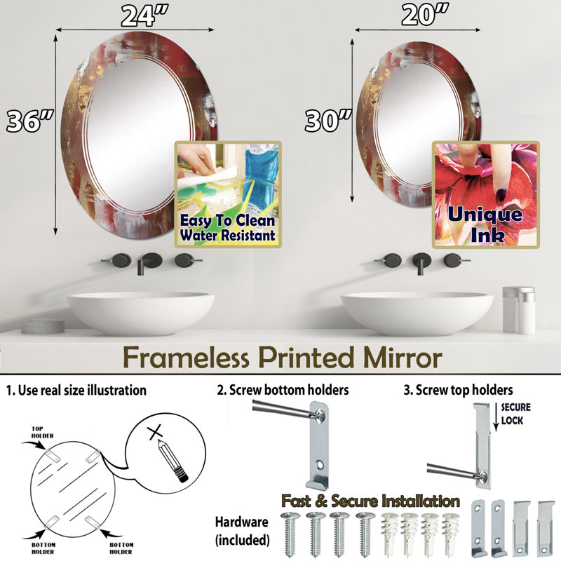 Miroir mural Zyrell, 30 po x 20 po