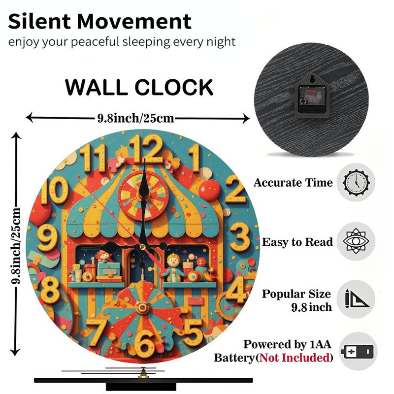Carnaval, chiffres de l'horloge, jouets, design rétro