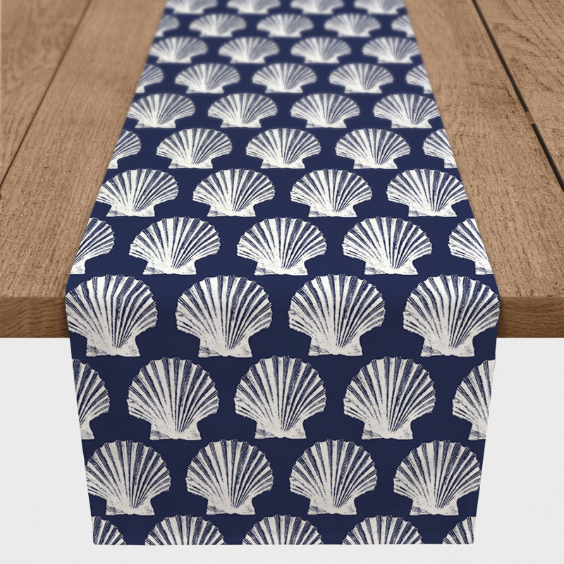 Chemin de table géométrique Amaya, L 72 po x l 16 po, Bleu foncé