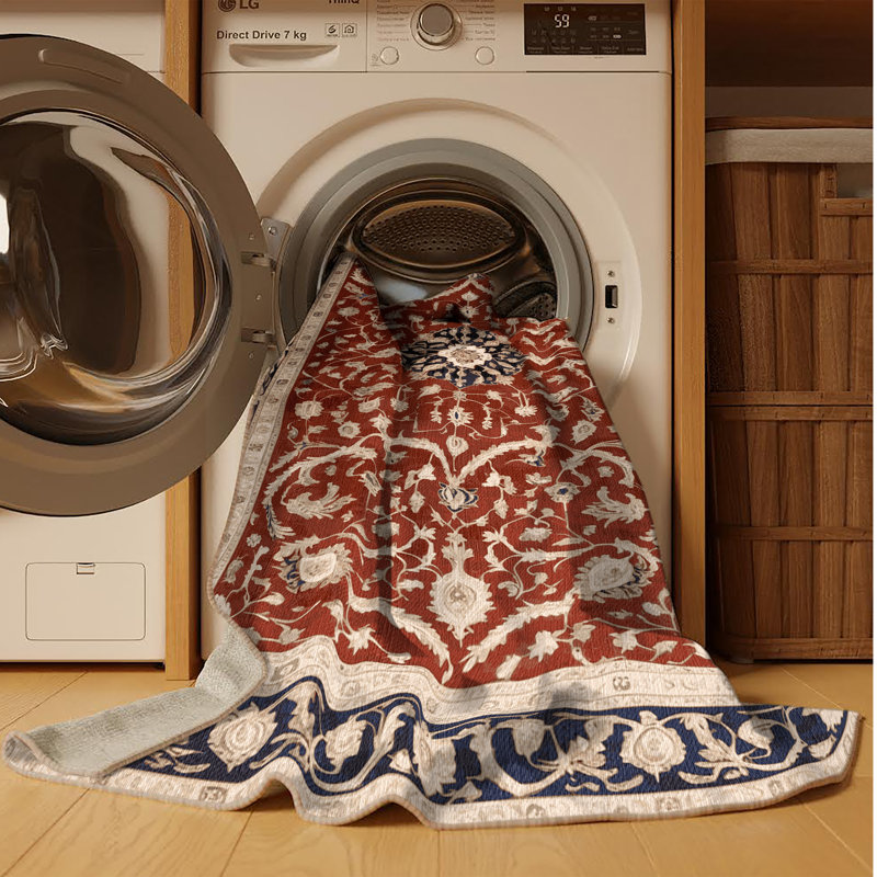 Tapis brun lavable à la machine, Carré 8 pi