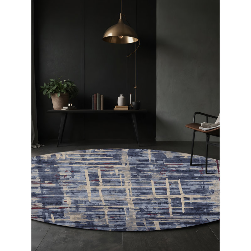 Tapis mauve soyeux et moelleux, Rond 4 pi