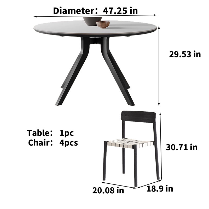 Table de salle à manger française rétro, H 29,53 po x L 47,25 po x l 47,25 po