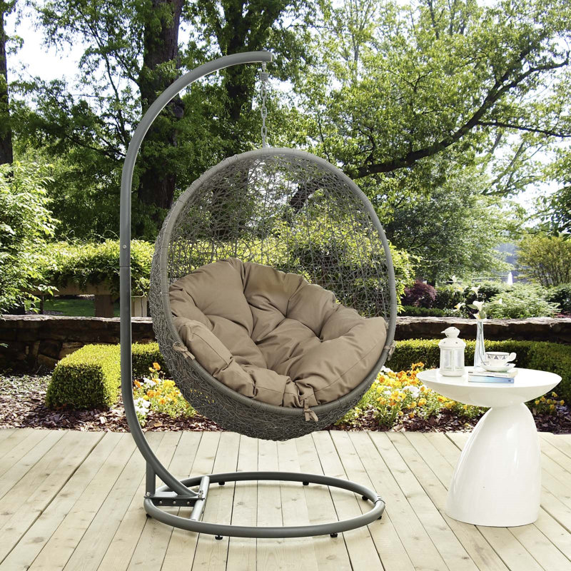 Chaise suspendue d'extérieur avec support Hide de Modway, Gris/Moka