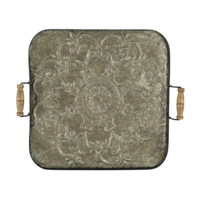 28.7X3.9X24.4" Fabius Iron Tray With Handle, Square