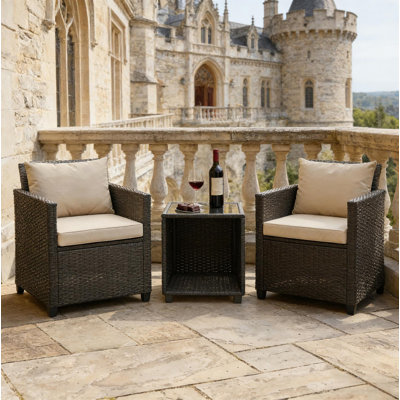 3-Piece Outdoor Patio Bistro Set, Compact Garden Conversation Furniture, Stylish Small Space Seating for Patio & Yard, Beige+Black