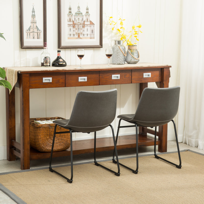 Labarge Vintage PU Leather Dining Chairs, Gray