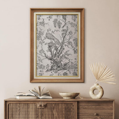 Rustic Sketch " IDEA4WALL Premium Framed Wall Art Bird in Forest Tree Duotone Sketch Nature Wilderness Illustrations Fine Art Decorative Rustic Vintage Antique for Living Room, Bedroom, Office " Graphic Art Print