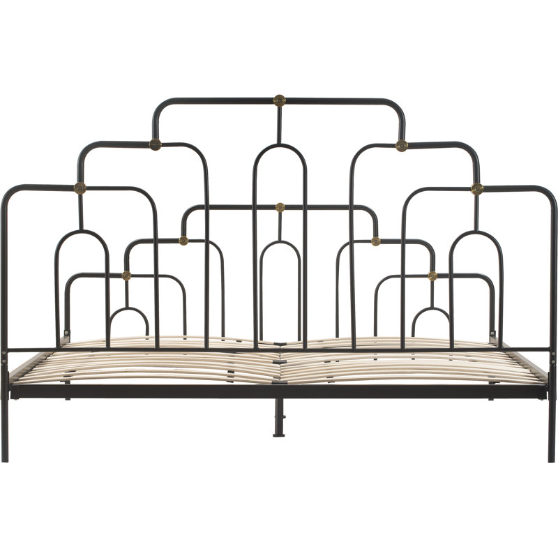 Elle Decor Astrid Modern Bed With Metal Headboard and Footboard, King