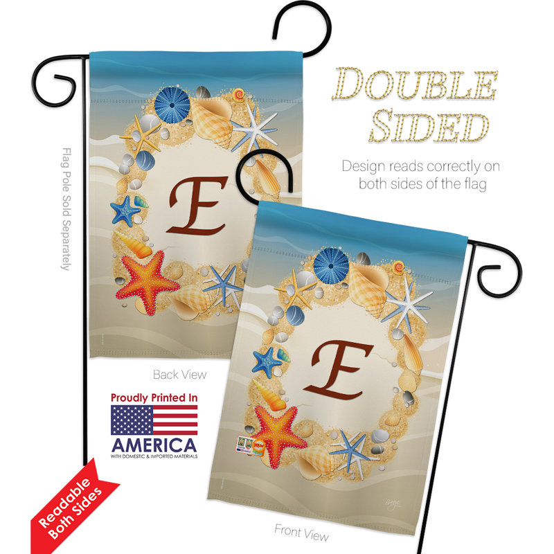 Drapeau de jardin en polyester 13 po x 18,5 po summer v initial, E