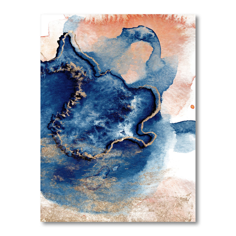 «Blue and Pink Marble Clouds», reproduction d'art sur toile moderne, H 20 po x l 12 po x P 1 po, Toile tendue