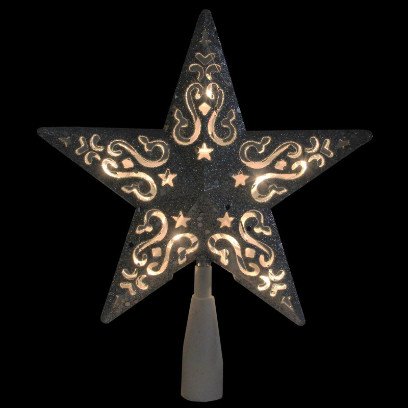 Décoration pour sommet de sapin en forme d'étoile scintillante et lumineuse - lumières claires, H 8,5 po x l 8,5 po x P 2 po