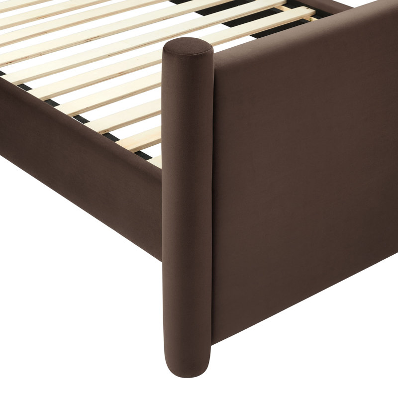 Rael Performance Velvet Platform Bed, Chocolate Brown, Queen