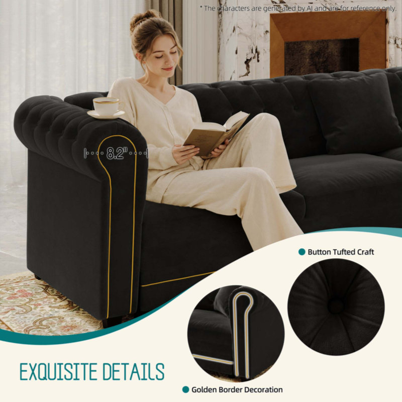 115.3 " Velvet Sleeper Sofa