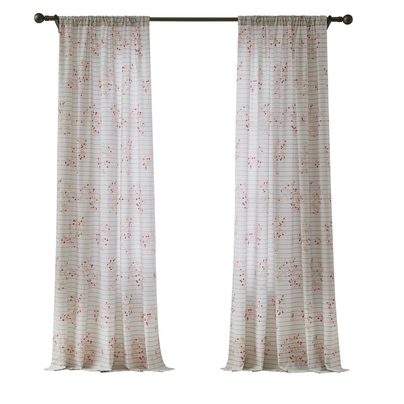  Paire de rideaux à motif floral Emma, Rose, 50" W x 84" L