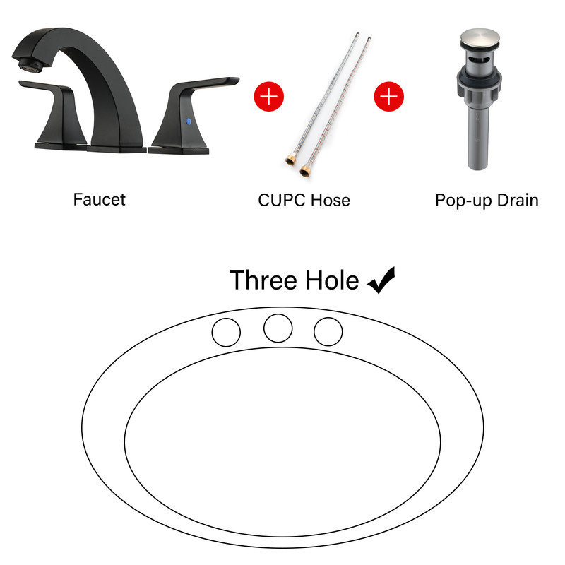 2-handle Bathroom Faucet with Drain Assembly, Matte Black
