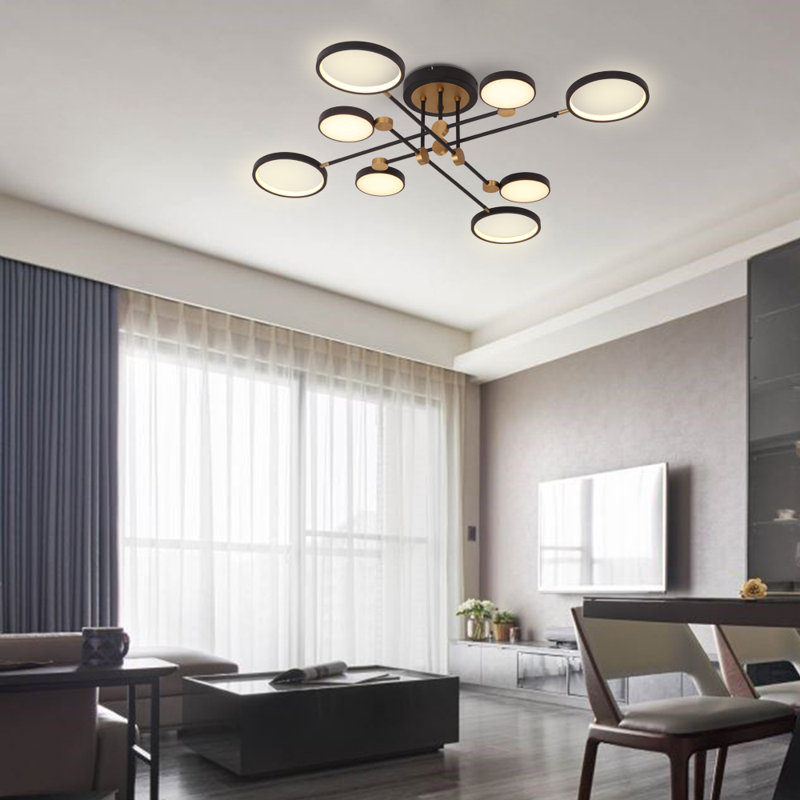 Plafonnier semi-encastré 8 lumières DEL moderne avec télécommande