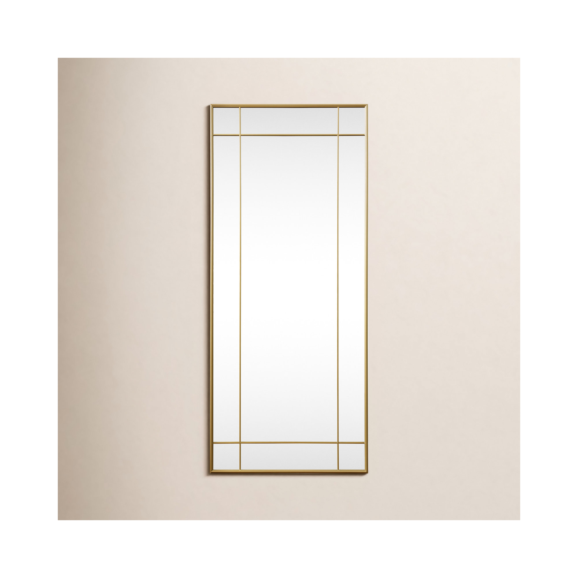 Chancey Iron Rectangle Wall Mirror, Brass, 70"H x 30"W