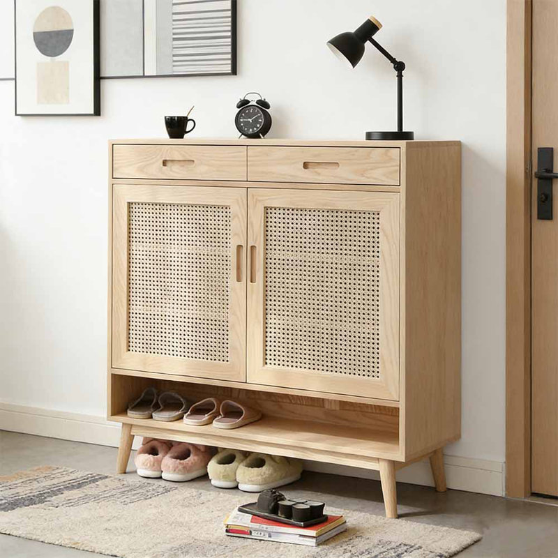 Japanese-style household shoe storage cabinet, 46.06" H x 43.31" W x 13.78" D