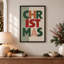 Art textuel sur toile de Noël vert rouge et pêche-1148400585