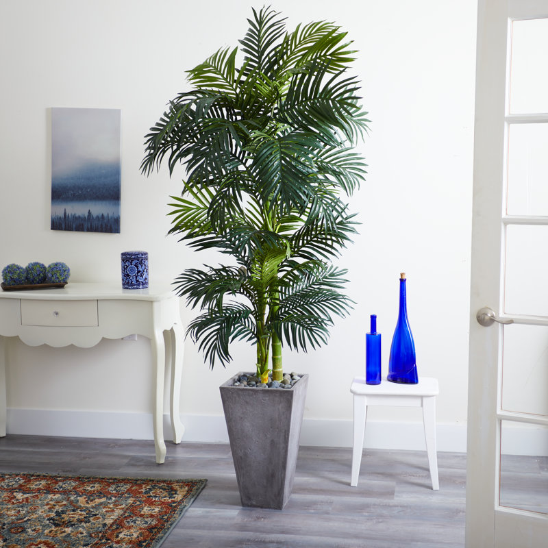 84'' Faux Palm Tree in Stone Planter