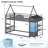 Kids House-Shaped Low Loft Bed with Bookshelf, 3 Drawers & Storage Boxes | Twin Bunk Bed for Small Spaces-1419620877