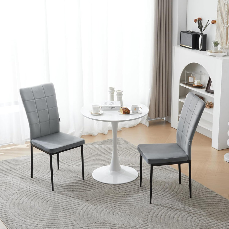 46cm H Velvet Upholstered Full Back Parsons Chair, Grey