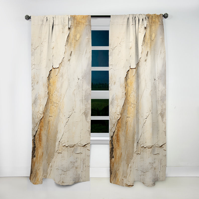 Japhenia Earth Minimalist Fossils II - Modern Velvet Curtain - Room Darkening - 1 panel, 52" W x 84" L