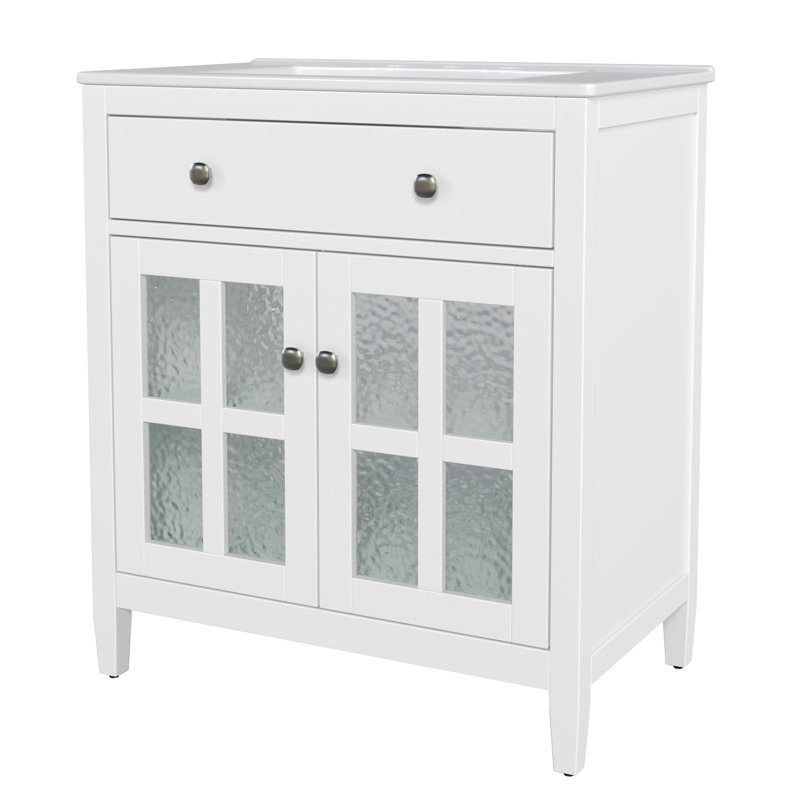 Meuble-lavabo 30 po avec lavabo en céramique, Blanc