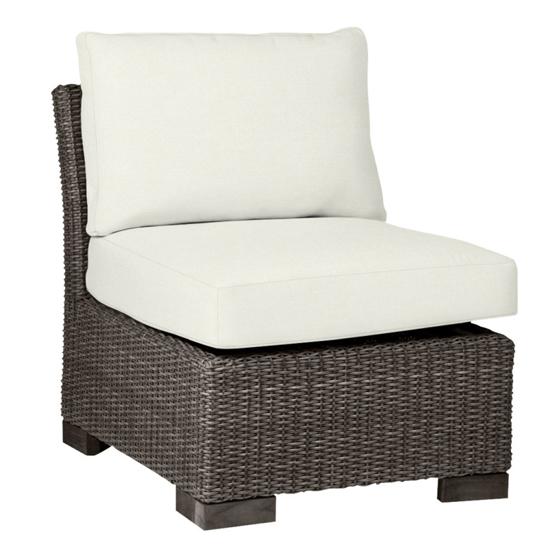 Fauteuil de chambre Club Woven N-Dura, Pas de soudure, Blanc naturel, Noyer noir