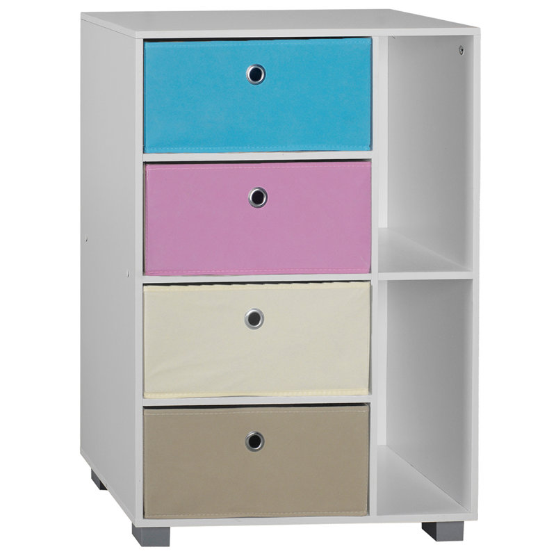 Puttenham 84cm H x 60cm W Wood Standard Bookcase, White/Blue/Pink