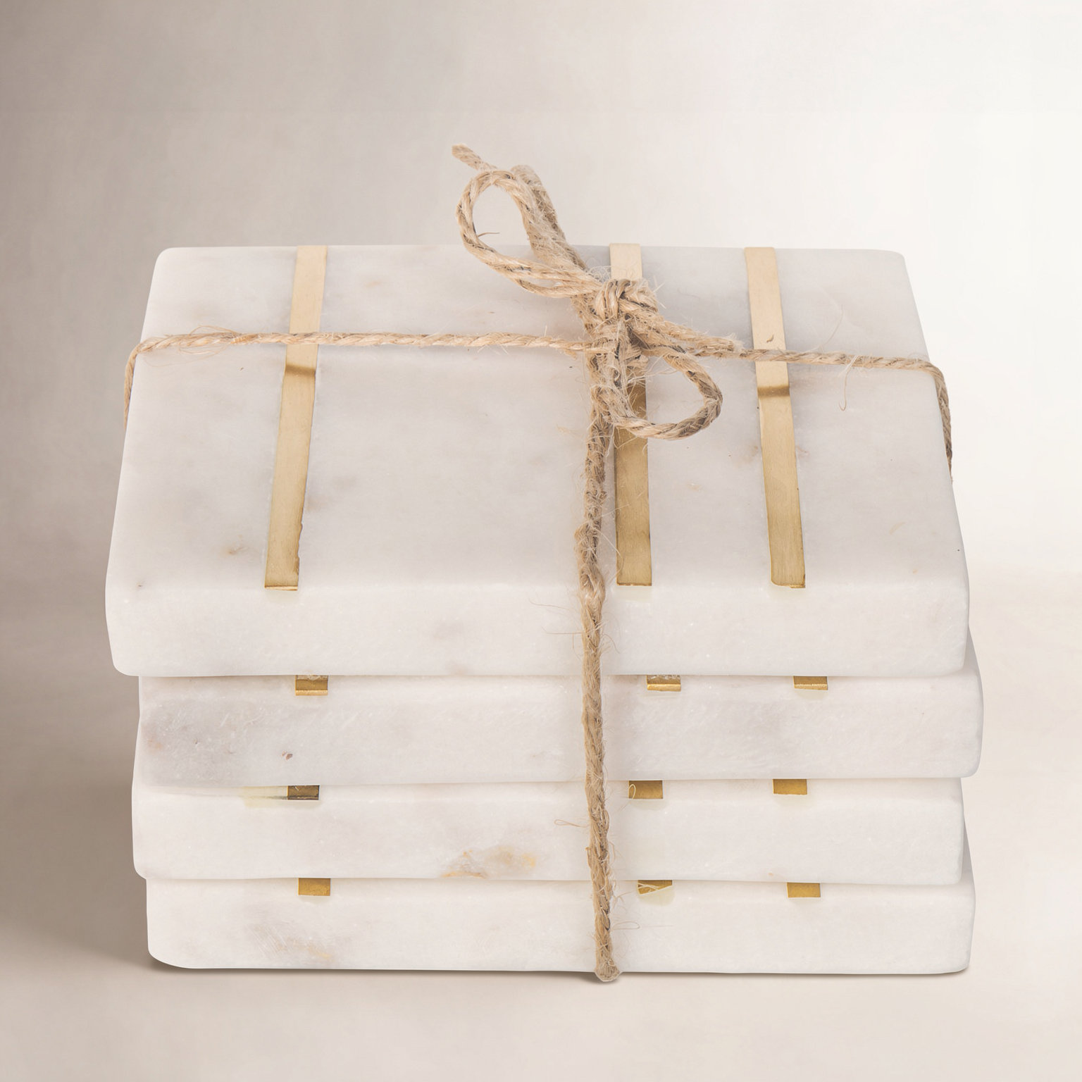 Broome Gold Inlay Marble Square Coaster Set