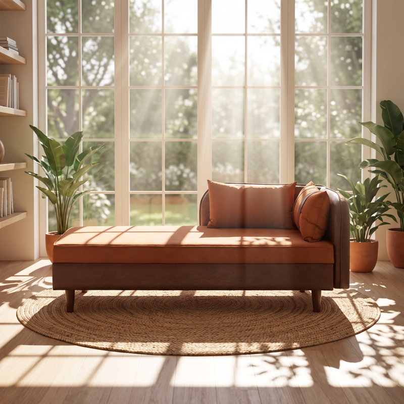 Méridienne en bois d'eucalyptus massif l 65 po x P 30 po x H 27 po HDF