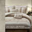 Ensemble de literie contemporain chic, édredon en polyester taupe, style urbain toutes saisons