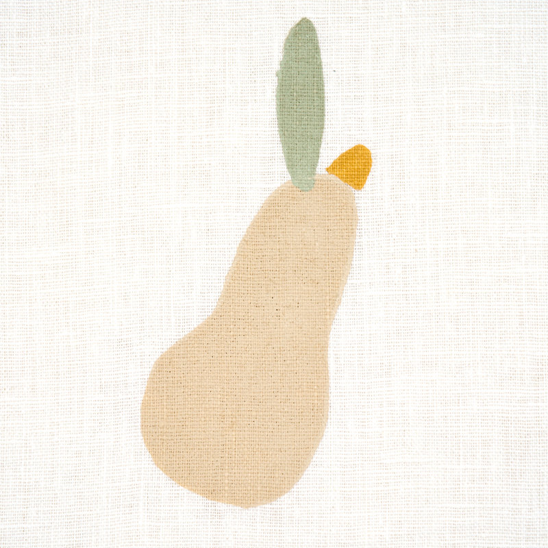 Tissu imprimé Schumacher X Caroline Z Hurley, Chamois / sauge / blanc