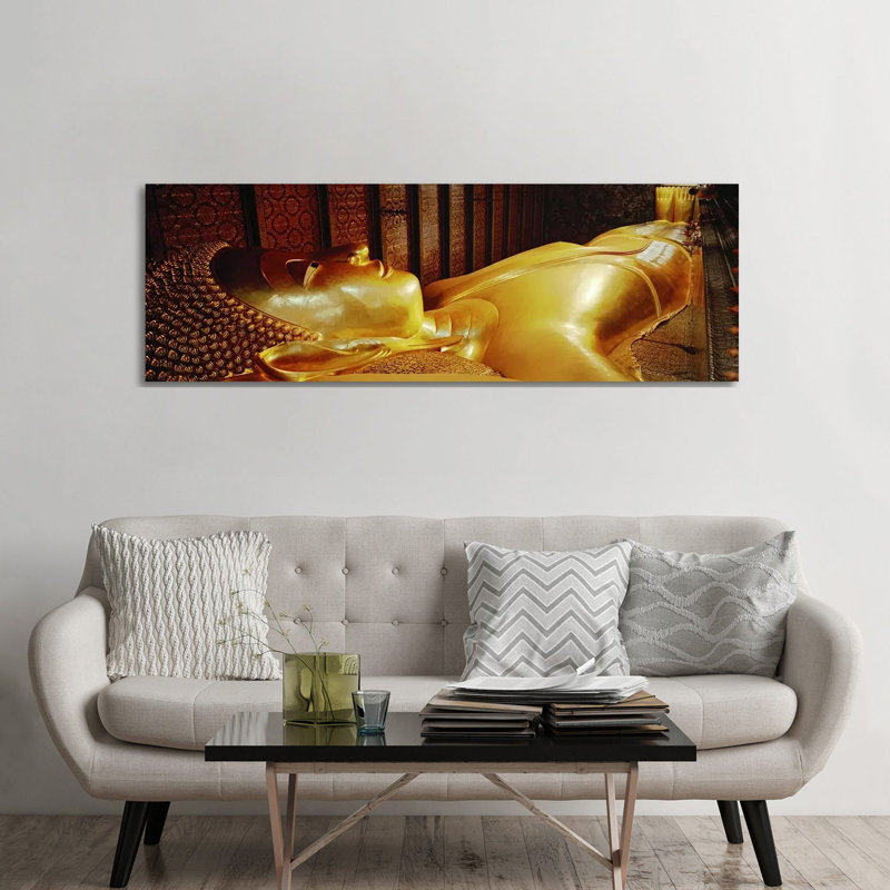 Thailand, Bangkok, Wat Po, Reclining Buddha - Wrapped Canvas Panoramic Print, 182.88 cm H x 60.96 cm W