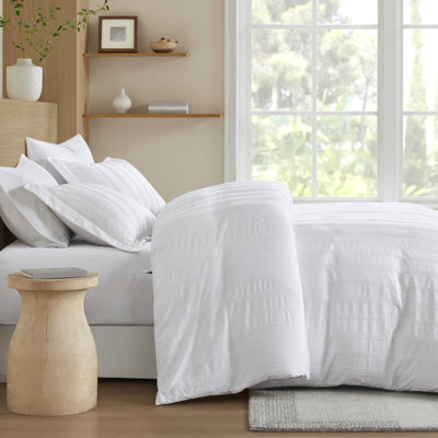 Grand tissé rayé 3 pièces avec attaches intérieures, taies décoratives et housse de couette de qualité avec rayures, microfibre nuage