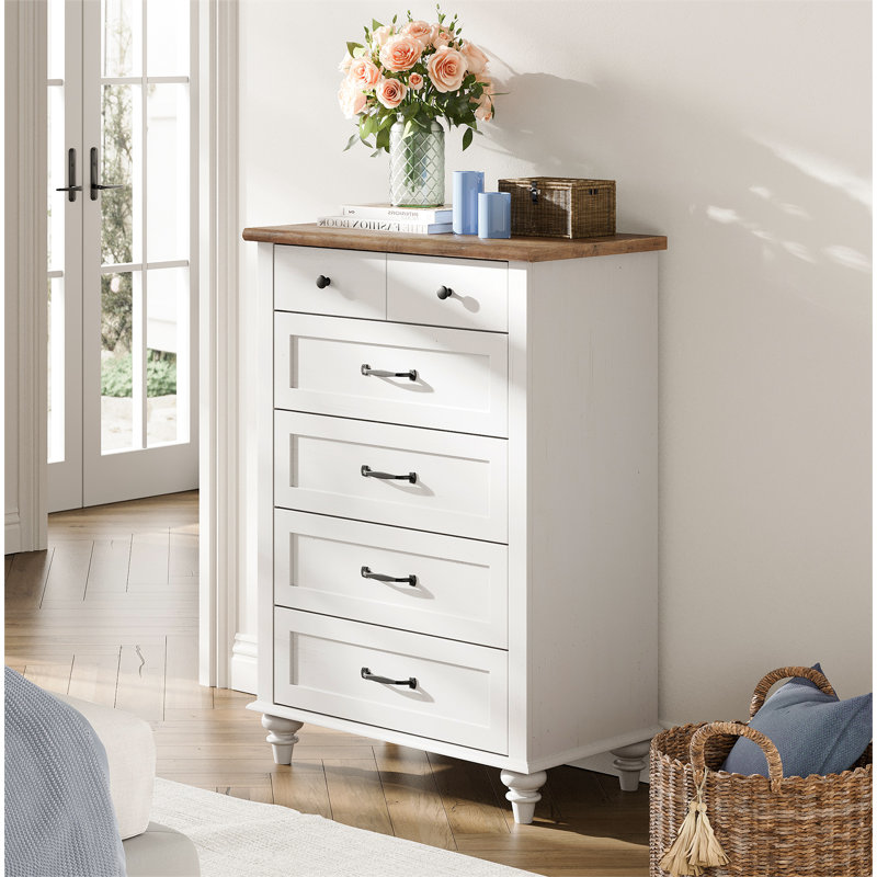 Commode à 5 tiroirs Scarlett Kids, Blanc cassé